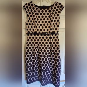 Cream and purple formal dress with belt